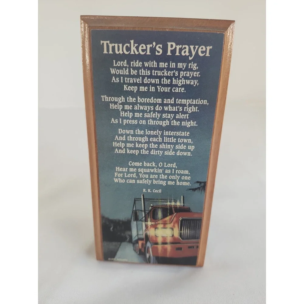 A Trucker's Prayer Standing Table Plaque With Hanger
